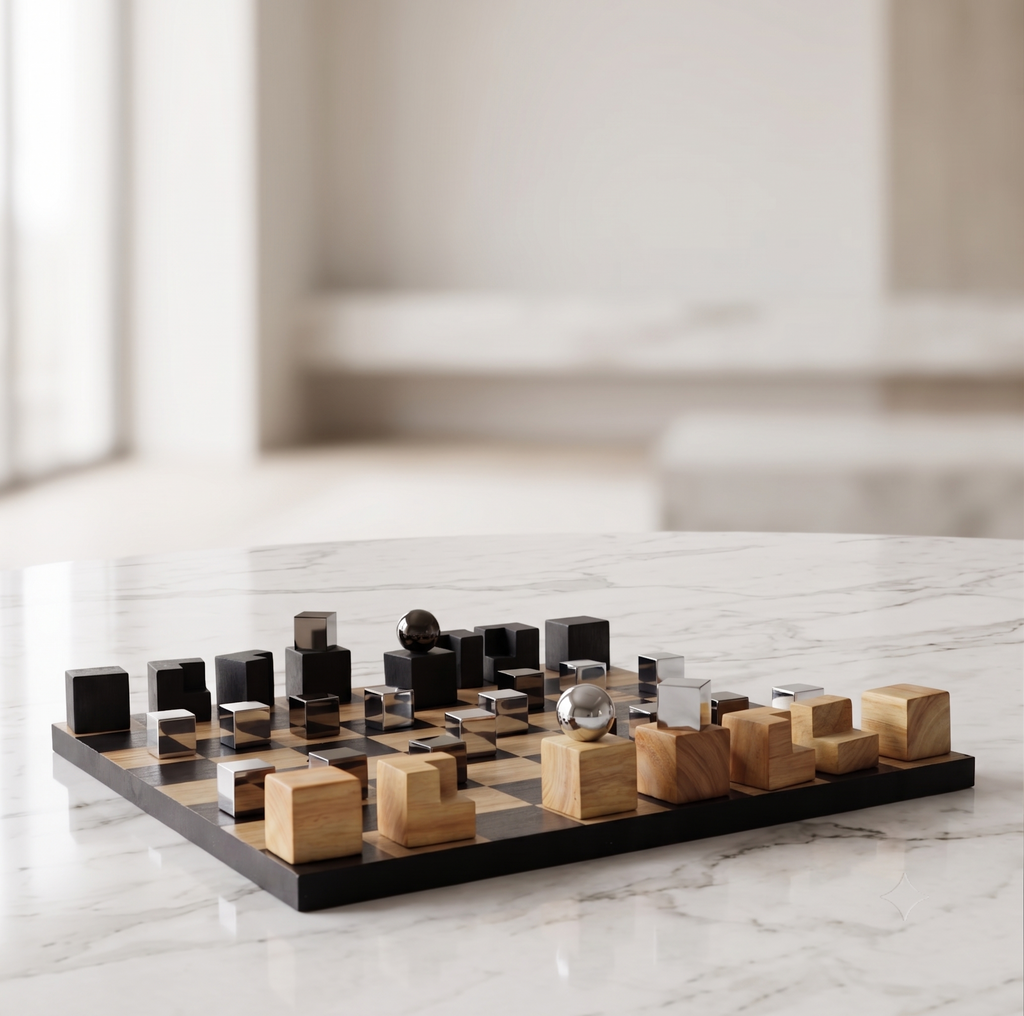 ÉCHIQUIER DESIGN SCANDINAVE EN BOIS DE CHÊNE