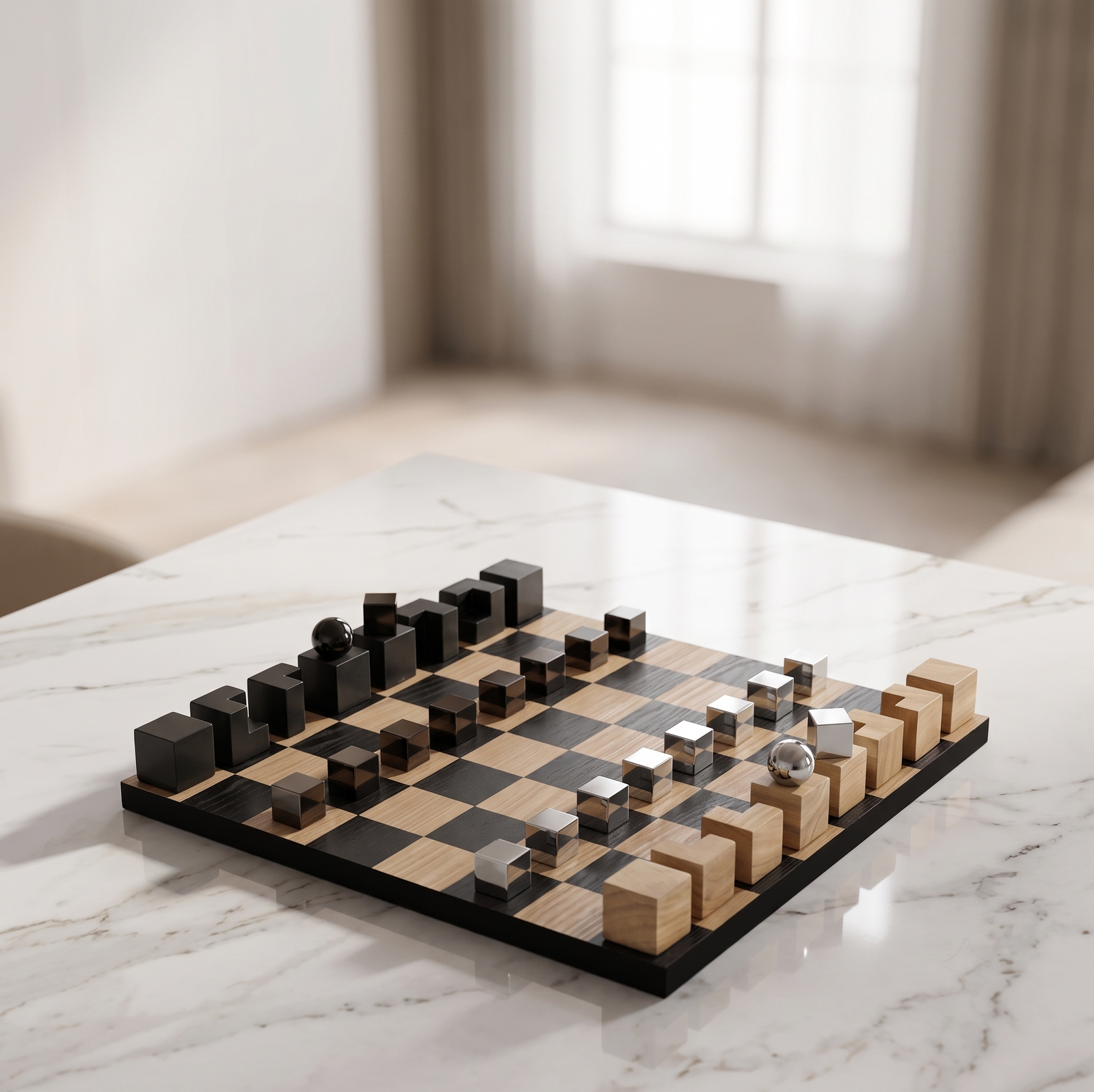 Échiquier design scandinave en bois de chêne