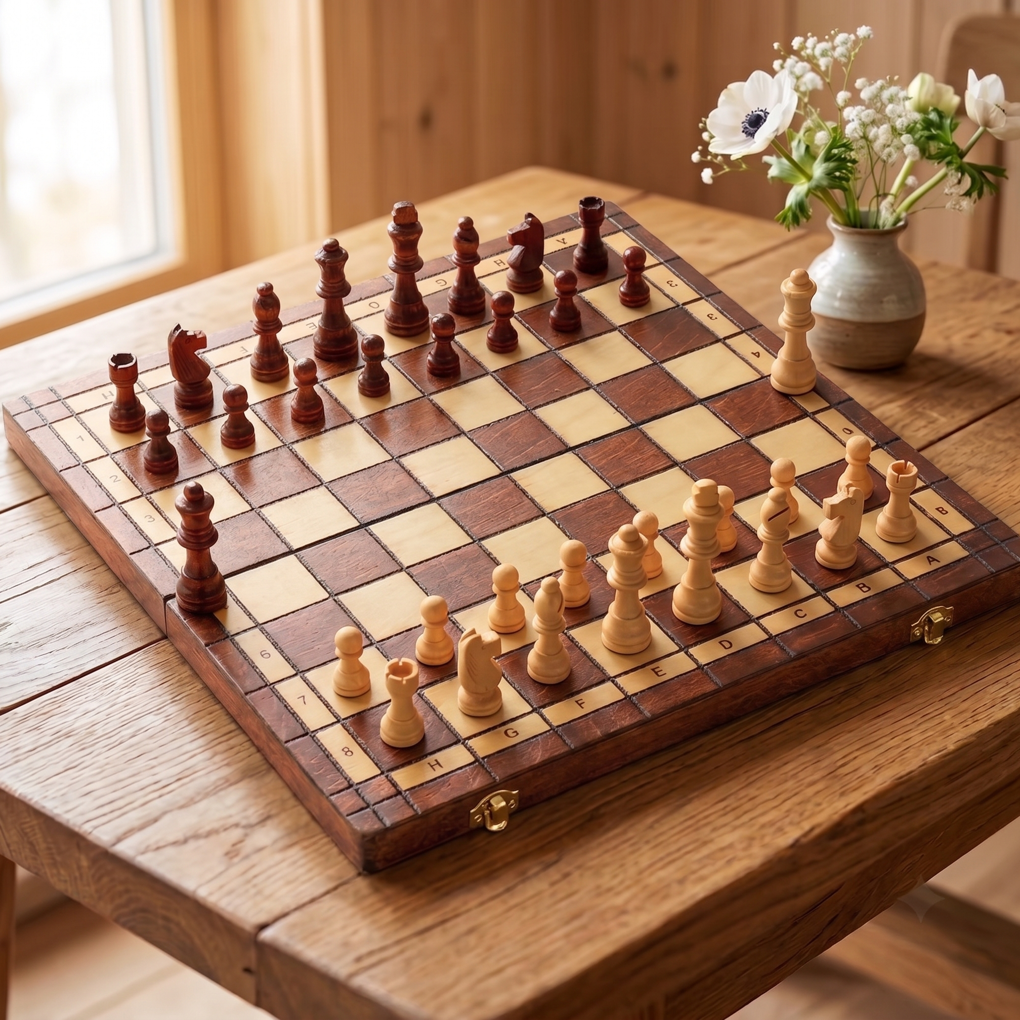 ÉCHIQUIER MAGNÉTIQUE PLIABLE EN BOIS DE NOYER