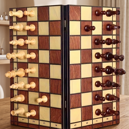 ÉCHIQUIER MAGNÉTIQUE PLIABLE EN BOIS DE NOYER