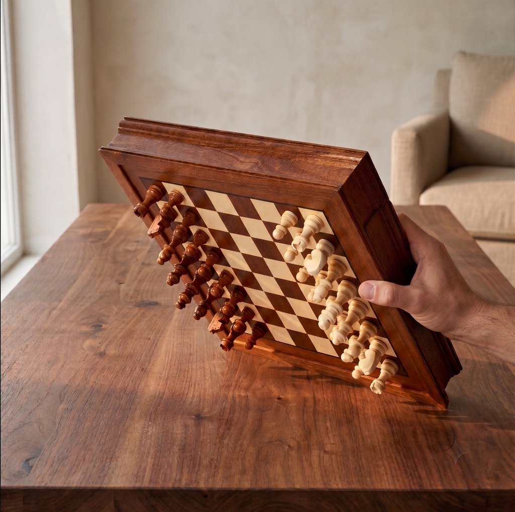 ÉCHIQUIER MAGNÉTIQUE EN BOIS D'ÉRABLE AVEC TIROIR DE RANGEMENT