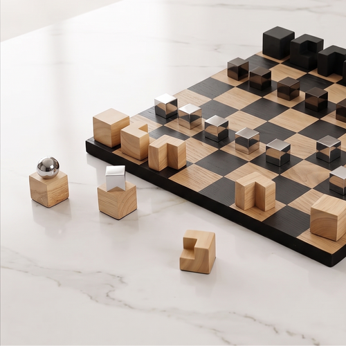 ÉCHIQUIER DESIGN SCANDINAVE EN BOIS DE CHÊNE